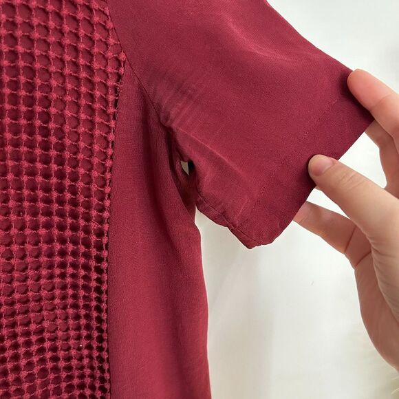 Madewell Burgundy Maroon Crochet and Silk Top - Picture 8 of 10